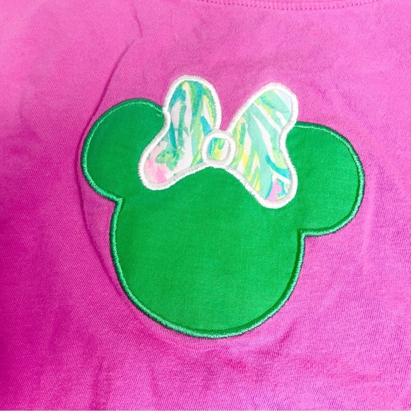 Crewcuts J.Crew 8 Girls Pink Tee Embroidered Minnie Mouse Lilly Pulitzer - Picture 2 of 10
